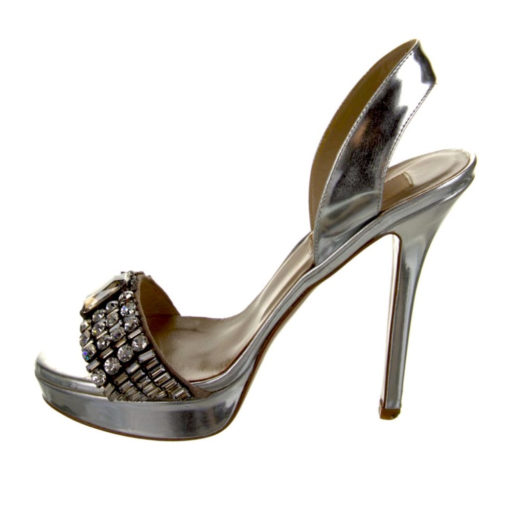 Valentino 36 silver rhinestone crystal heels